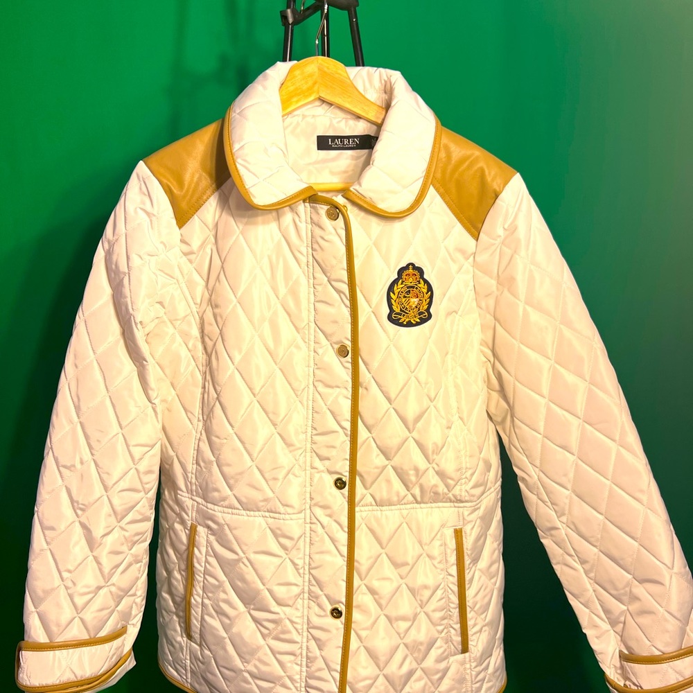 Ralph Lauren L New w Tag Jacket Golden Zipper and Buttons Pockets Cuff w Button